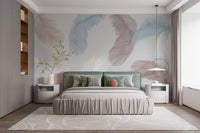 Artistic colorful feather wall mural design
