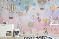 Kids Animals Hot Air Balloon Wallpaper - Giffywalls