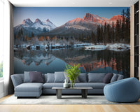 Natural snow peak mountain wallpaper design