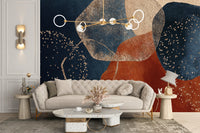 Navy Blue Terracotta Watercolor Wallpaper Mural - Giffywalls