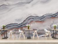 Striking White Clouded Marble Wallpaper Mural - Giffywalls