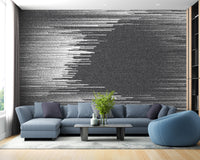 Black and white glitch abstract wall art mural