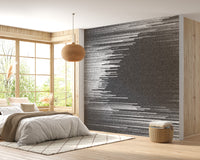 Glitch abstract black and white wall art mural