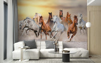 7 Fiery Running Horses Wallpaper Mural - Giffywalls
