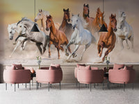 Artistic running horses mural for walls
