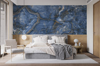 White & Blue Onyx Marble Wallpaper Mural - Giffywalls