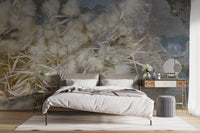 Facinating White Reed Artistic Wallpaper Mural - Giffywalls