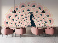 Pink Peacock Pattern Wallpaper Mural - Giffywalls