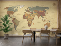 World Map Vintage Wallpaper Mural - Giffywalls