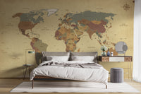 World Map Vintage Wallpaper Mural - Giffywalls
