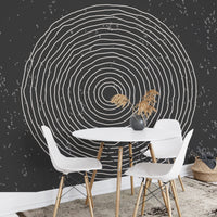 Black & White Concentric Circles Wallpaper Mural - Giffywalls