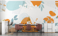 Abstract colorful floral wallpaper mural for walls