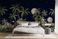 Peaceful tropical night sky wallpaper mural for spaces