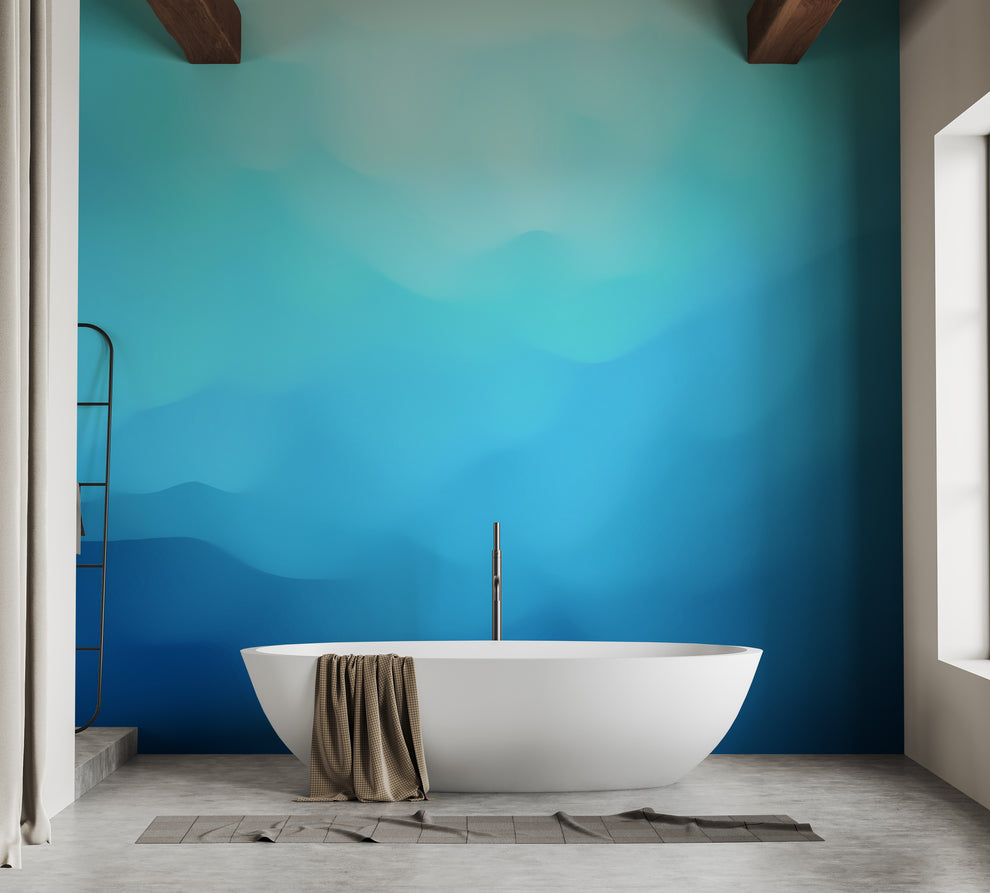 Indigo landscape wallpaper mural