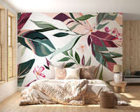 Tropical Leaflets wallpaper mural - Giffywalls