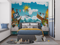 Pirates in the sea wallpaper mural - Giffywalls