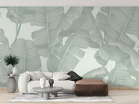 Nature-inspired banana leaf mural wallpaper
