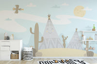 Tips Desert Cartoon Mountain Nursery Wallpaper - Giffywalls