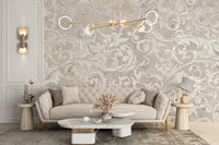 Timeless beige floral pattern wall murals
