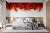 Watercolor Hanging Red Spilled & Brushed Wallpaper Mural - Giffywalls