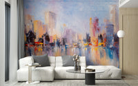 City Skyline Oil Paint Wallpaper - Giffywalls