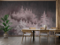 Misty spruce forest peel and stick wallpaper