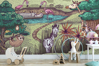 Jungle Animals Kids Room Wallpaper - Giffywalls
