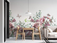 Vintage Watercolor Floral Pattern Wallpaper Mural - Giffywalls