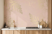 Pastel tones and gold leaf accents wallpaper.