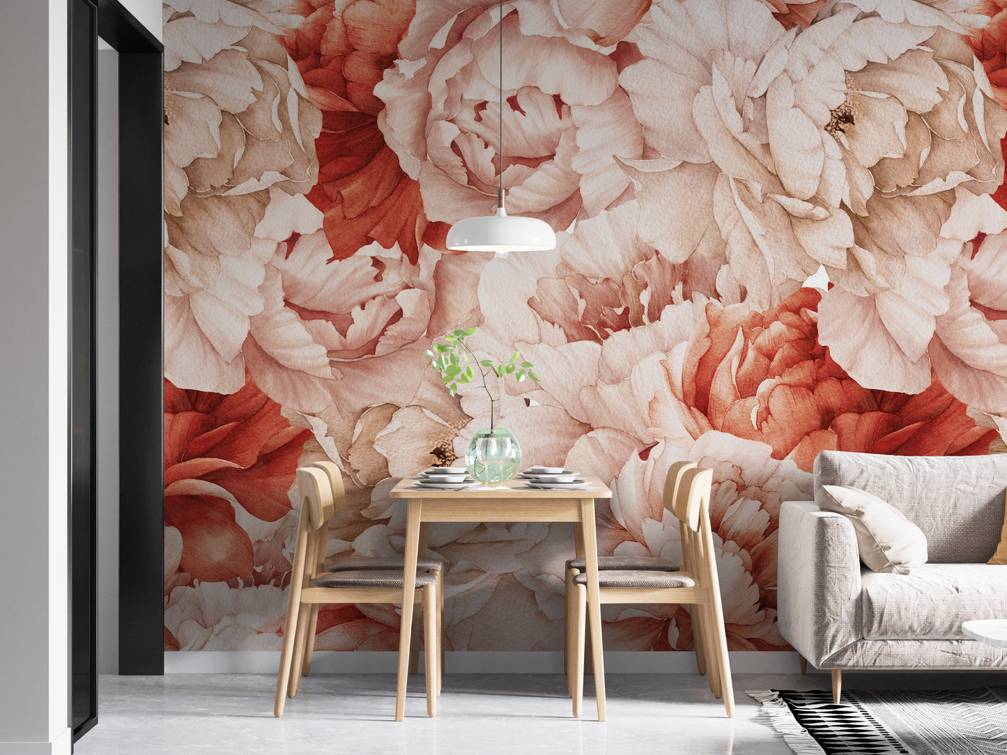 Blush and beige peonies Wallpaper for cozy spaces
