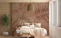 Copper and fiery red tropical mural design