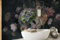 Bouquet Peonies Flower on Black Background Wallpaper Murals - Giffywalls