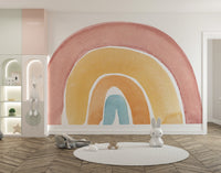 Hand-painted rainbow mural 