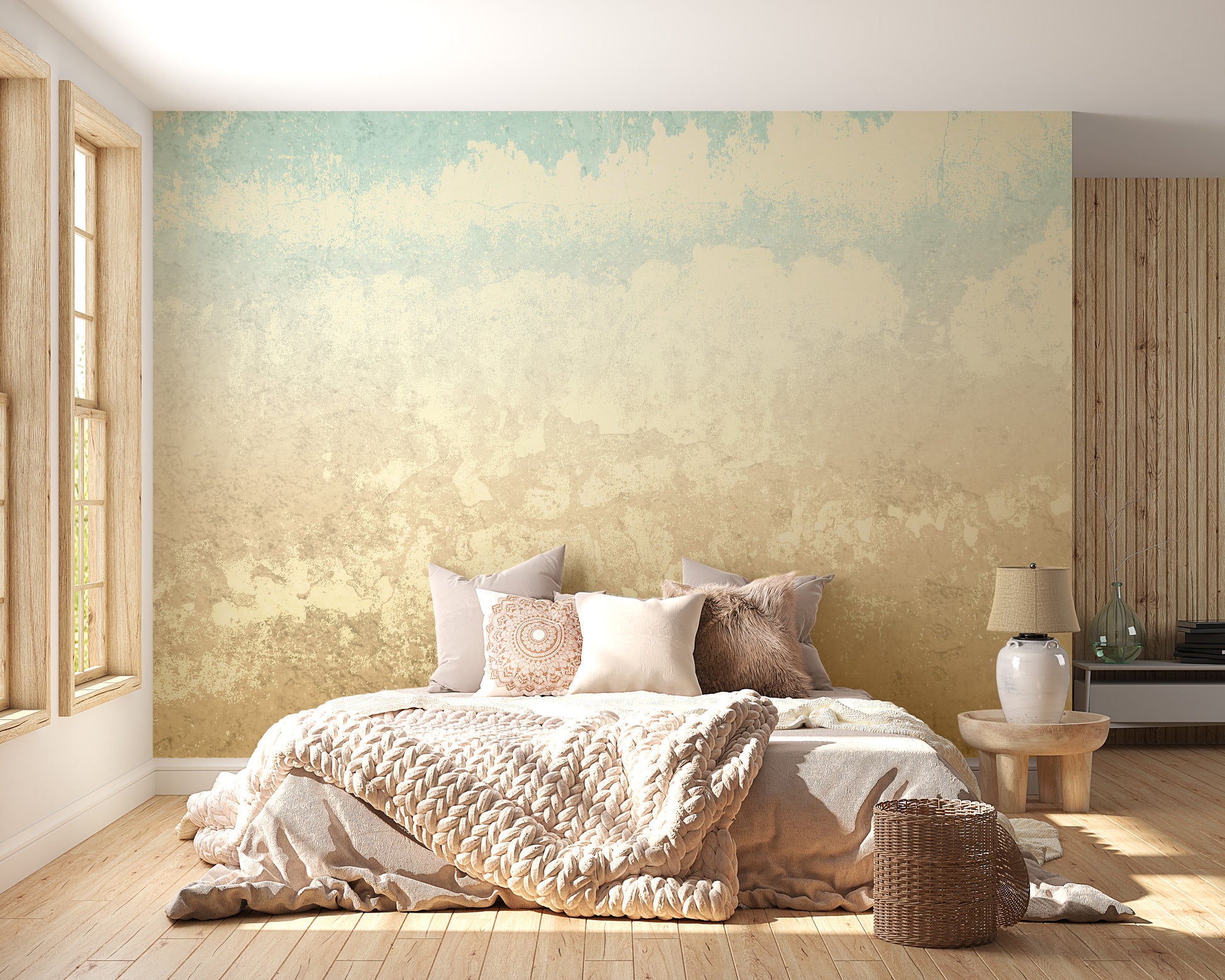 Retro Earth Colour Clouds Concrete Wallpaper Murals - Giffywalls