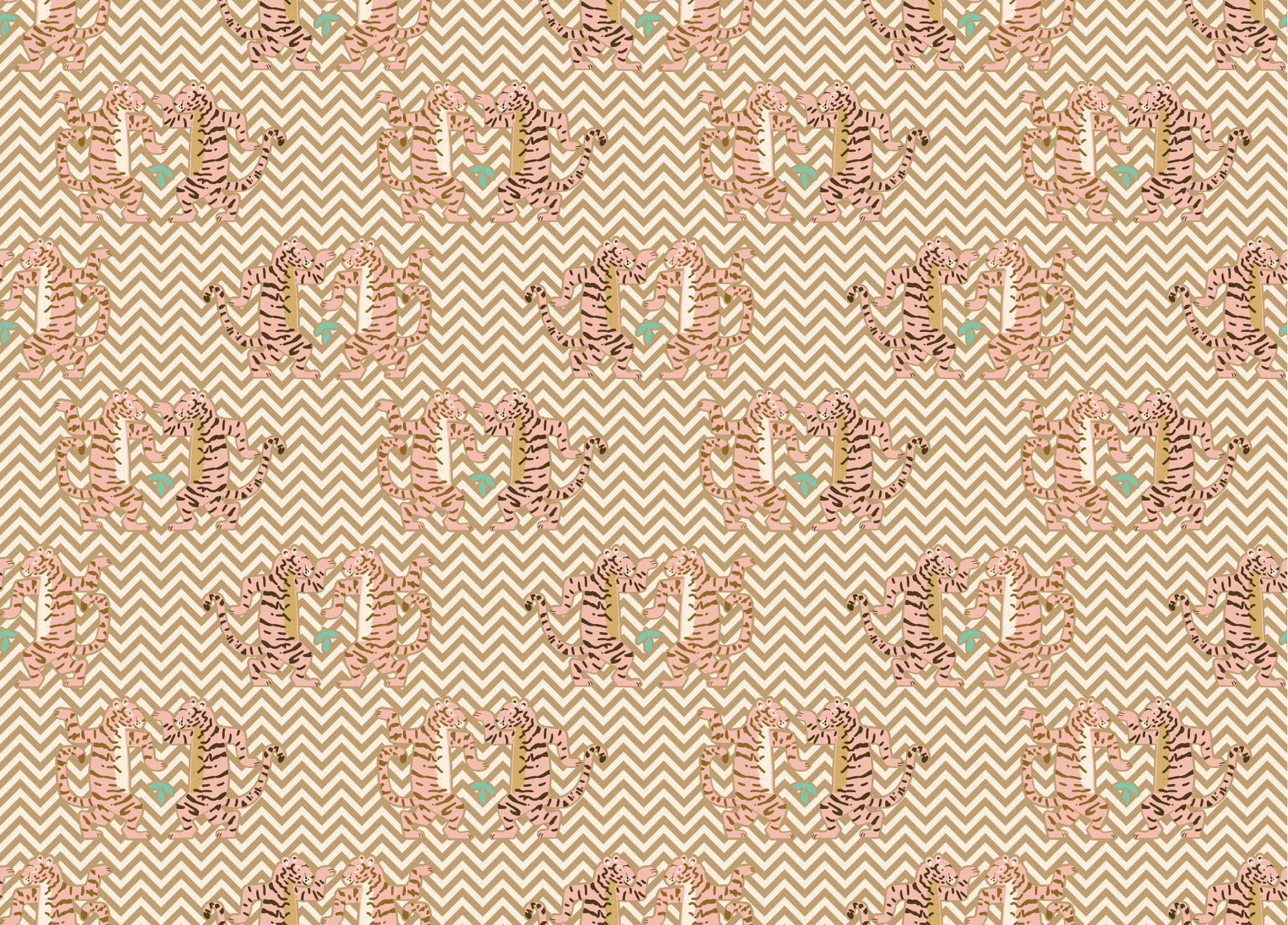 Light Sand Dancing Tiger Zigzag Wallpaper