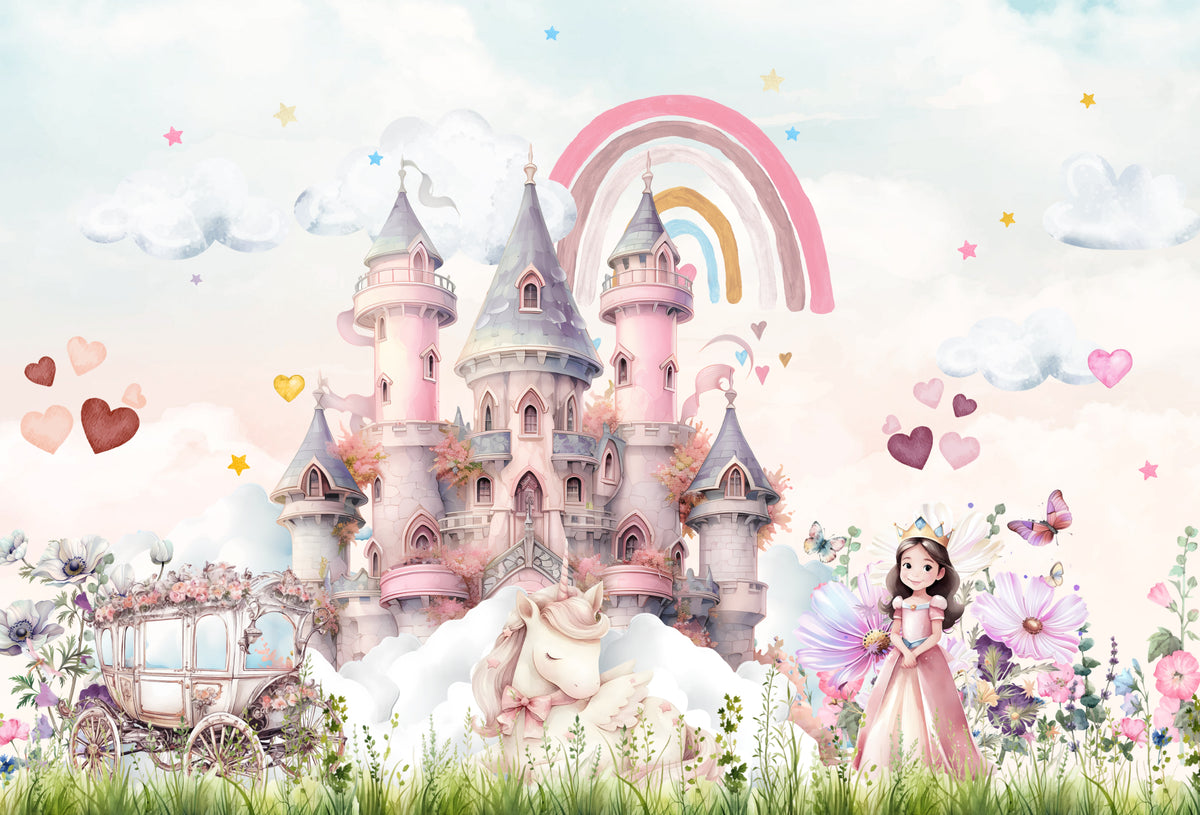 Fairyland Rainbow Castle Wallpaper in your room — zoomed