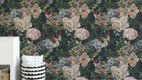 Dark Floral Watercolor Wallpaper
