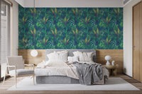 Green tropical wallpaper for modern interior design