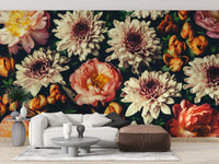 Wild floral removable wallpaper design