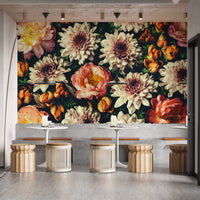 Elegant floral wallpaper with wild blooms