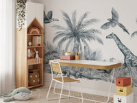 Watercolor Wild Animals Kids Room Wallpaper Wall Murals - Giffywalls