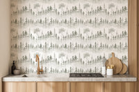 Tropical-inspired snowy forest wallpaper
