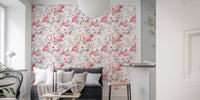 Playful light pink flamingo wall design
