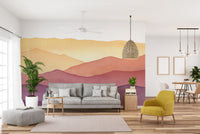 Watercolor Wavy Mountain Hand Drawn Wall Murals - Giffywalls