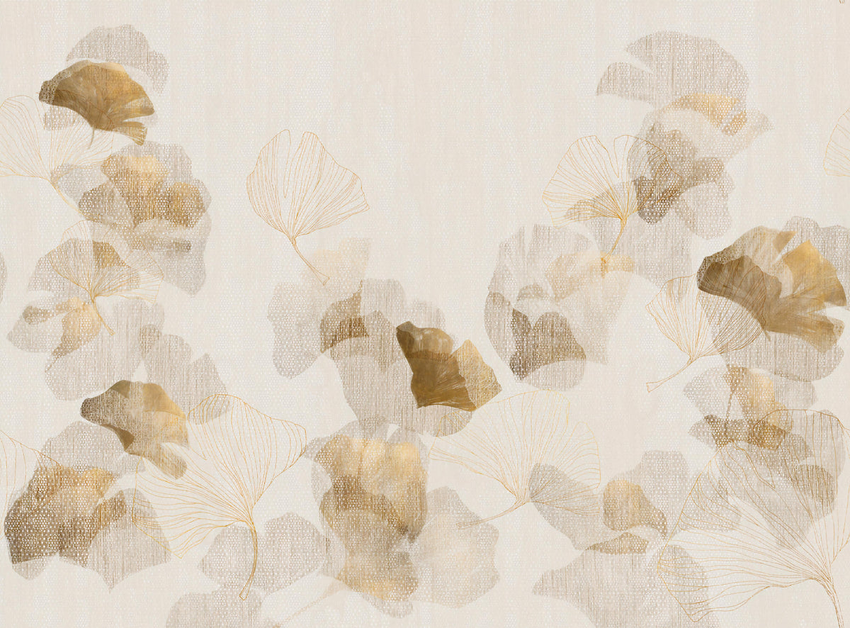Light Beige Textured Ginkgo Wallpaper in your room