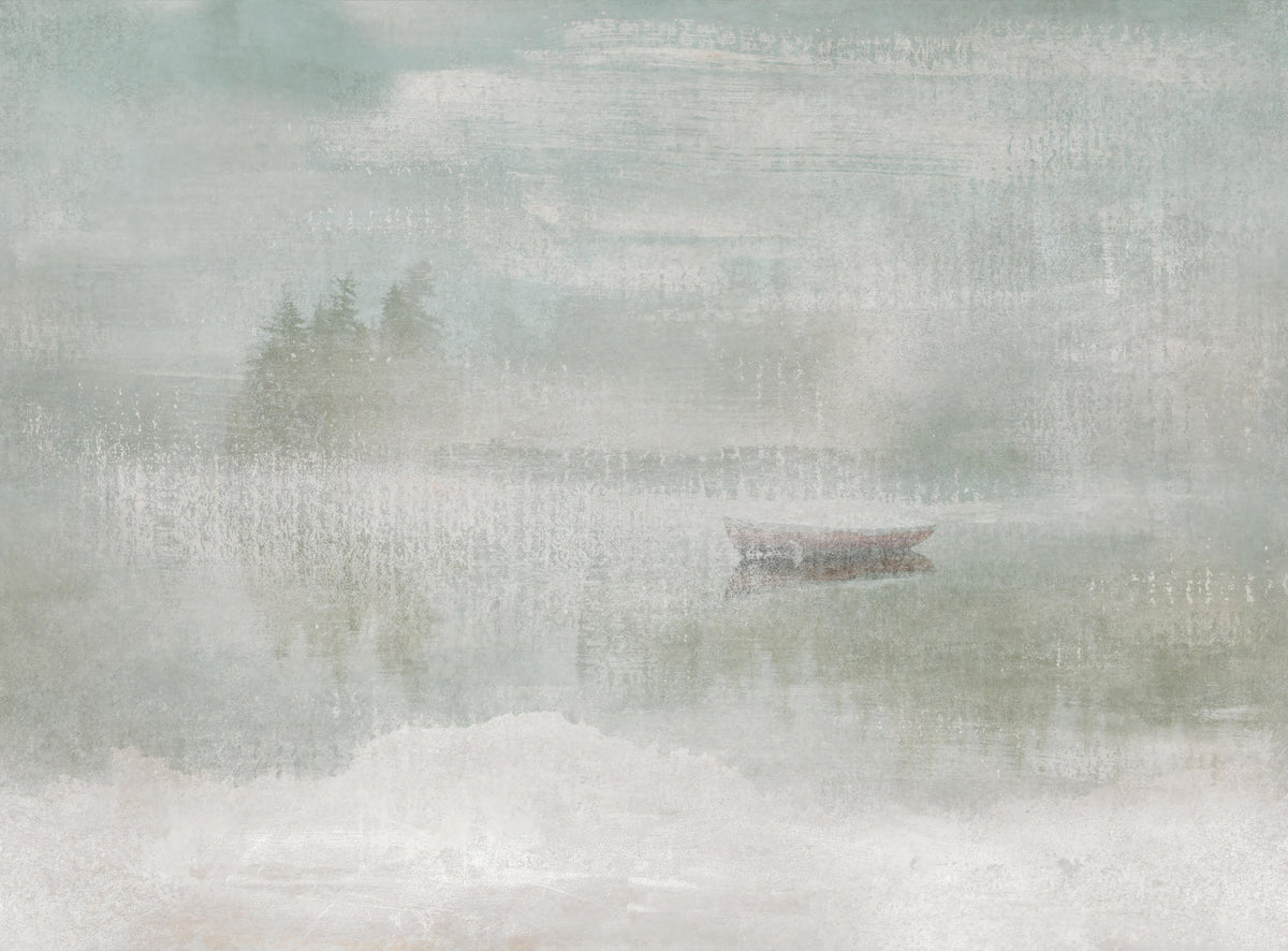 Misty Lake Abstract Wallpaper in your room