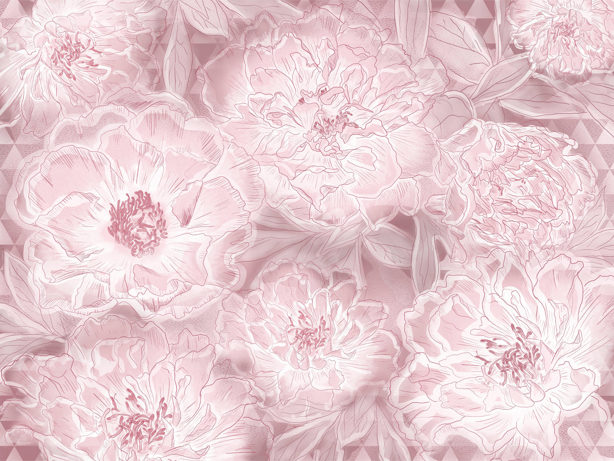 Pastel Lavender Peony Floral Wallpaper in your room — zoomed