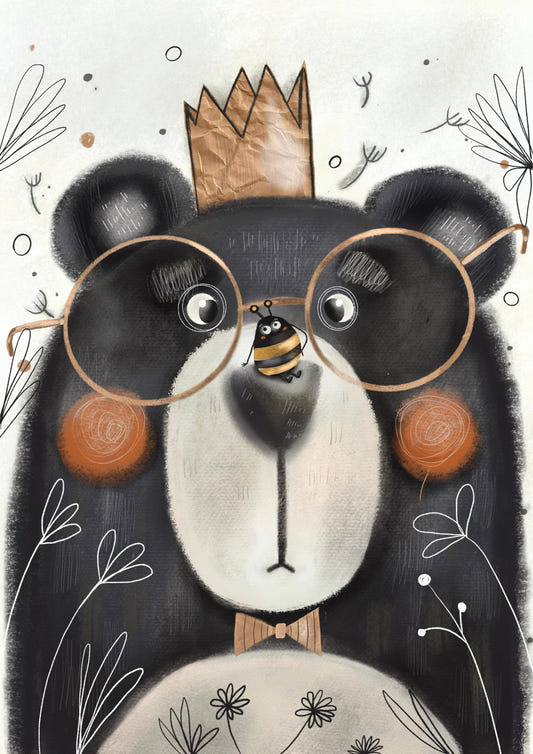 Creative Bear Face Wallpaper Mural