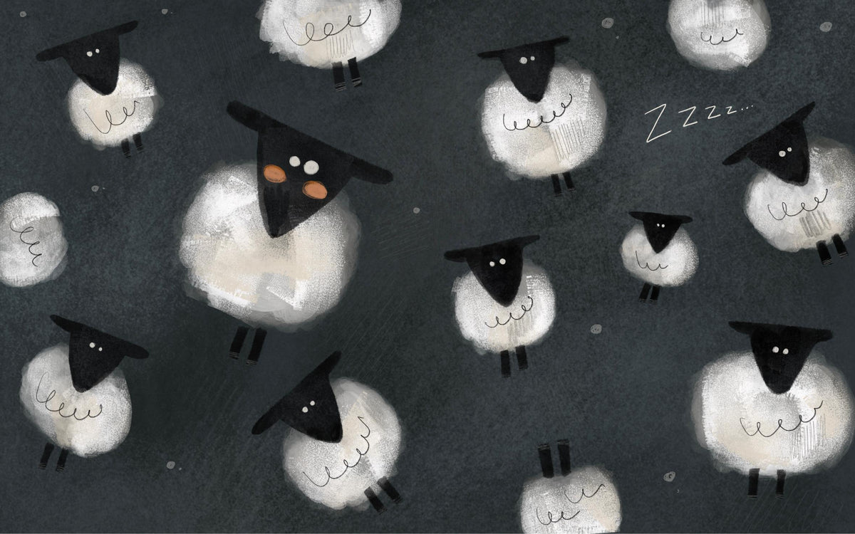 Dreamy Dark Sheep Wallpaper in your room — zoomed