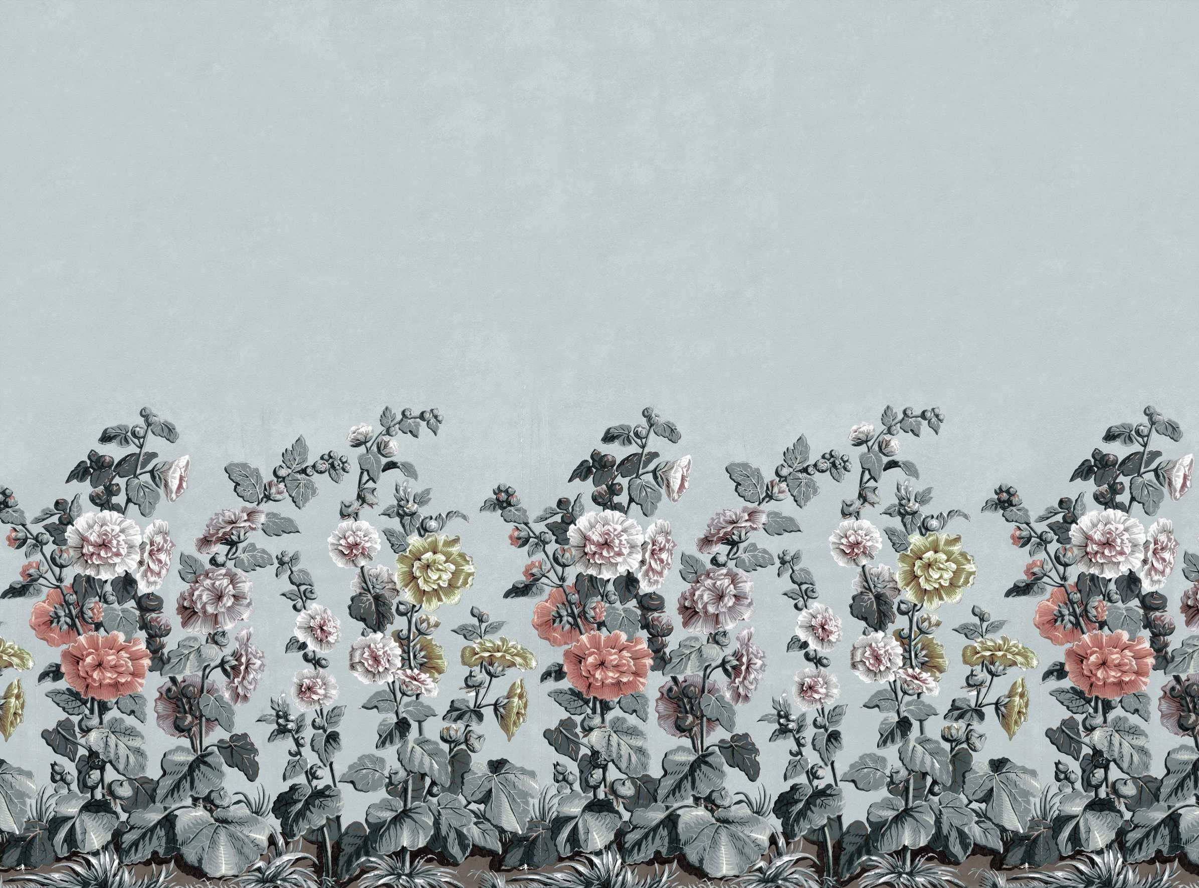 Vintage Botanical Floral Wallpaper in your room — zoomed
